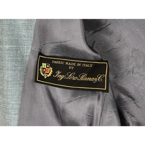 ZANELLA Platinum Loro Piana Linen Silk Wool Blazer Sz 2 Blue Jacket Career Italy - Picture 5 of 15